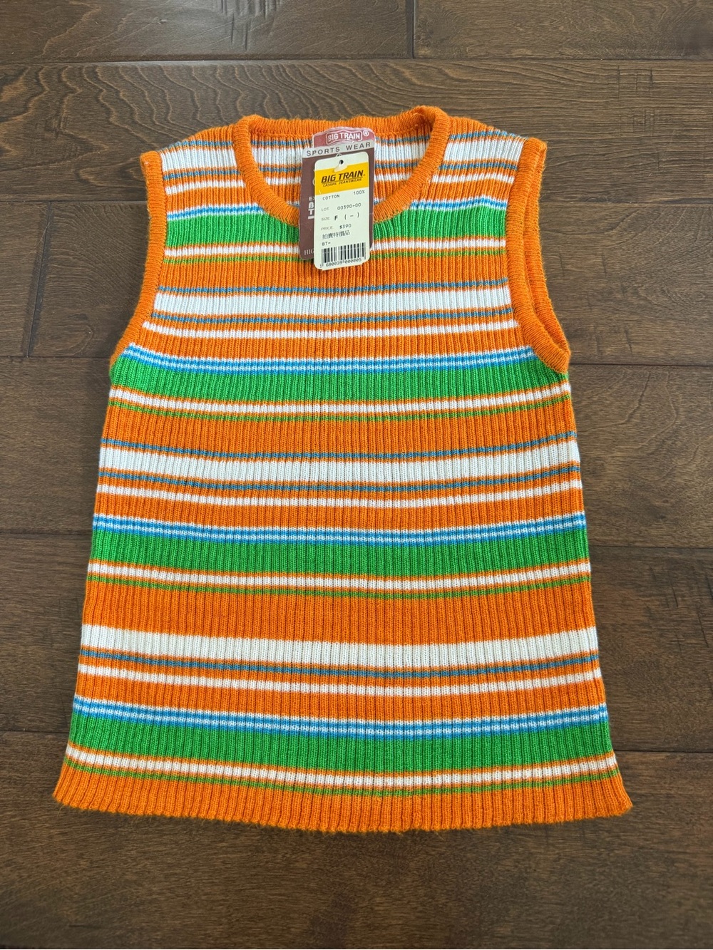Vintage Y2K Japanese Streetwear - Big Train Sportswear Osaka Knit Tank Top - S